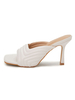 Mules da donna in pelle PU con tacco a spillo bianco