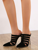 Mules da donna in pelle scamosciata con tacco a spillo nero