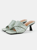 Mules da donna slip-on in pelle PU con tacco a forma speciale Blu pastello
