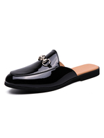 Mules Laofer da uomo in pelle verniciata nera