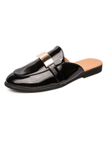 Mules Monk Strap Mocassino da Uomo in Pelle Verniciata Nera