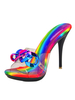 Muli con tacco da donna Catene Vernice per cottura Tacco in PVC Scivolo superiore Muli con tacco a spillo