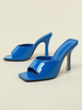 Muli con tacco per le donne Stiletto Tacco Square Slip Slip on Muli blu in vernice