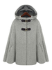 Poncho da donna con cappuccio oversize grigio capospalla invernale