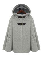 Poncho da donna con cappuccio oversize grigio capospalla invernale