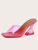 Sabot con tacco da donna Slip On Tacco a calice Tomaia in PVC Sabot rosso rosa