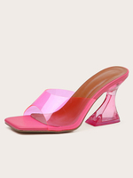 Sabot con tacco da donna Slip On Tacco a calice Tomaia in PVC Sabot rosso rosa