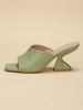 Sabot con tacco da donna Tacco a forma speciale Punta quadrata Slip On Sabot verdi in pelle PU