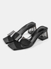 Sabot con tacco da donna Tacco grosso Punta quadrata Tomaia in PVC Sabot neri