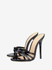 Sabot con tacco nero in pelle PU slip-on con tacco a spillo da donna