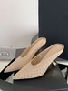 Sabot da donna con tacco a forma speciale con strass in poliestere color albicocca profondo