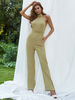 Sage Jewel Neck senza maniche con cerniera senza schienale in poliestere Summer One Piece Outfit