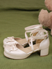 Sandali accademici Lolita Fiocchi Punta tonda Pelle PU Scarpe estive Lolita nere