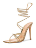 Sandali al tallone oro in pelle oro scarpe da ballo quadra