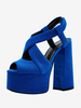 Sandali blu con tacco alto Sandali con tacco grosso e punta aperta Sandali sexy con cinturino