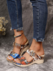 Sandali con punta aperta in pelle PU stampata da donna con zeppa Street Wear