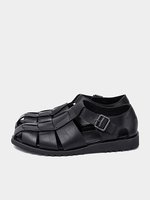 Sandali con punta chiusa in stile romano retrò fibbia vera pelle maglia scarpe da uomo estive
