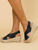 Sandali con tacco a zeppa da donna Street Wear in ecopelle con punta aperta