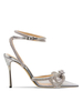 Sandali con tacco alto Argento PU Pelle Open Toe Strass Scarpe da ballo Scarpe da festa da donna