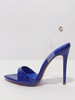 Sandali con tacco alto blu Sandali con tacco a spillo con punta aperta trasparente