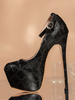 Sandali con tacco alto da donna con plateau in pelle PU con sensazione screpolata Black Sexy Silve Brain Tacchi
