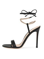 Sandali con tacco alto in pelle PU nera con punta tonda Scarpe da ballo da donna Scarpe da festa