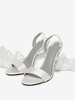Sandali con tacco alto in raso bianchi con lacci fiocco punta rotonda scarpe da ballo cinturino alla caviglia scarpe da sposa
