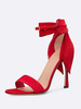 Sandali con tacco alto punta aperta fibbia fiocchi scarpe da ballo rosse