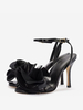 Sandali con tacco alto Punta tonda dorata Fiori Scarpe da ballo Scarpe da festa da donna