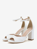 Sandali con tacco alto Scarpe da ballo aperte in pelle PU bianche Scarpe da festa da donna
