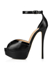Sandali con tacco alto Scarpe da ballo aperte in poliestere nero Scarpe da festa da donna