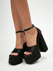 Sandali con tacco alto Scarpe da ballo aperte in raso nero Scarpe da festa da donna