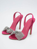 Sandali con tacco alto Scarpe da ballo da donna con fiocchi in raso rosa
