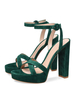 Sandali con tacco alto Scarpe da ballo da donna con punta tonda in micro pelle scamosciata verde
