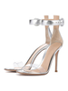 Sandali con tacco alto Scarpe da donna con punta tonda in pelle PU argento Scarpe da festa da donna