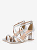 Sandali con tacco alto Scarpe da festa da donna in pelle PU argento con punta quadrata