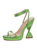 Sandali con tacco alto Scarpe da sera con punta aperta in pelle verniciata verde erba Scarpe da festa da donna