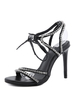 Sandali con tacco alto Scarpe da sera da donna con punta tonda in pelle PU nera