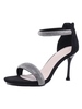 Sandali con tacco alto Scarpe da sera da donna con punta tonda in pelle scamosciata nera con punta tonda