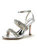 Sandali con tacco alto Scarpe da sera da donna con strass in pelle PU color champagne