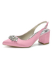 Sandali con tacco da donna con tacco a spillo e punta a punta Sandali fatti a mano con tacco rosa in raso