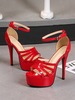 Sandali con tacco da donna Sandali in pelle PU con plateau