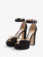 Sandali con tacco da donna Scarpe da ballo con punta quadrata Scarpe da ballo nere con plateau