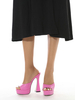 Sandali con tacco da donna Slip-on con tacco grosso in pelle PU Mules