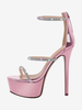 Sandali con tacco sexy da donna con plateau e punta aperta con strass Sandali con tacco a spillo con cinturino