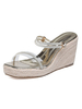 Sandali con zeppa da donna Sandali con punta quadrata in PC trasparente con strass da cocktail