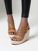 Sandali con zeppa da donna Sandali con punta tonda in pelle PU