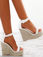 Sandali con zeppa da donna Street Wear Sandali aperti in pelle PU