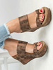 Sandali con zeppa in pelle PU slip-on da donna