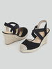 Sandali con zeppa in pelle scamosciata con punta tonda da donna